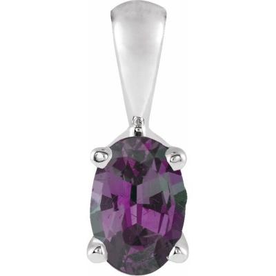 14K White Chatham® Created Blue Sapphire Pendant
