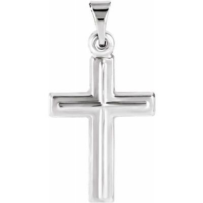 14K White 17x12 mm Cross Pendant 