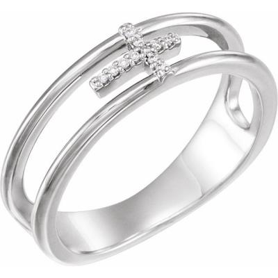 Ladies 14K White .03 CTW Diamond Negative Space Cross Ring 
