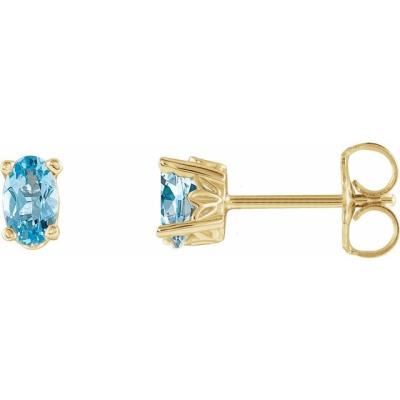 Ladies 14K Yellow Gold Aquamarine Earrings