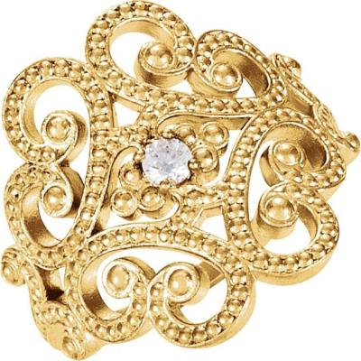 14K Yellow Gold Granulated Design Ring Size 7