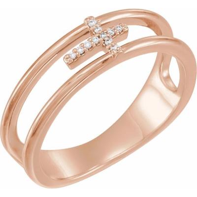 Ladies 14K Rose .03 CTW Diamond Negative Space Cross Ring 