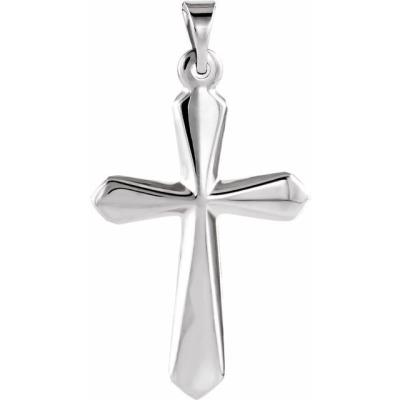 14K White 22.5x16 mm Cross Pendant