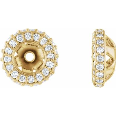 14K Yellow Gold 1/5 CTW Diamond Earrings Jackets with 3.5 mm ID