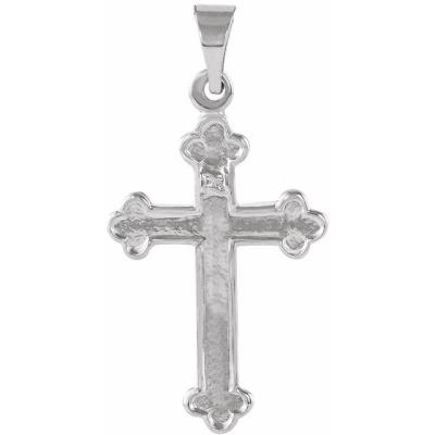 14K White 18.5x12.5 mm Cross Pendant