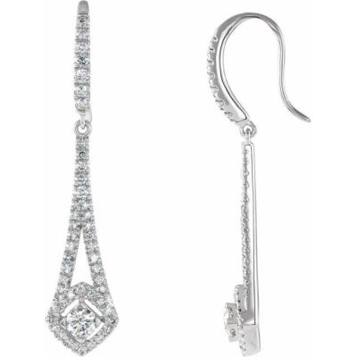 14K White 3/4 CTW Diamond Chandelier Earrings 