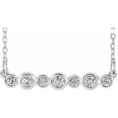 14K White 1/5 CTW Diamond Bezel-Set Bar 16-18" Necklace  