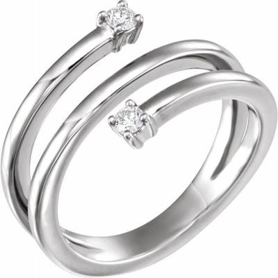 Ladies 14K White 1/8 CTW Diamond Bypass Ring 