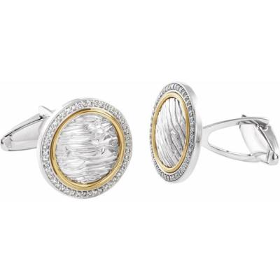 Sterling Silver & 14K Yellow Gold 1/2 CTW Diamond Elephant Print Cuff Links