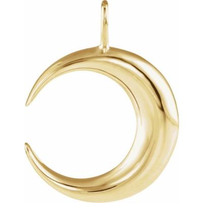 14K Yellow Gold Crescent Moon Pendant 