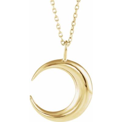 14K Yellow Gold Crescent Moon 16-18" Necklace 