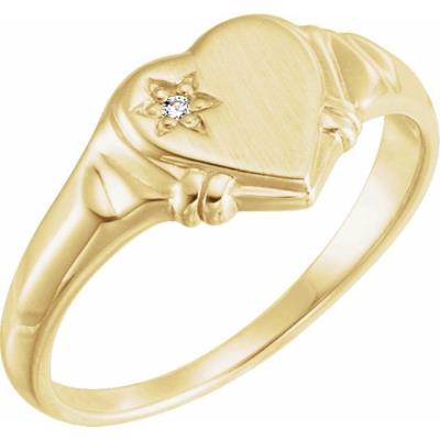 14K Yellow .005 CT Diamond Heart Ring