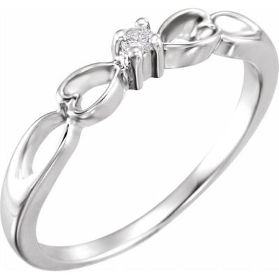 14K White .03 CT Diamond Heart Ring