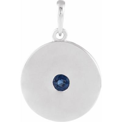 14K White Sapphire Disc Pendant