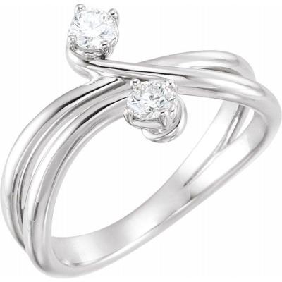 Ladies 14K White 1/4 CTW Diamond Two-Stone Ring  