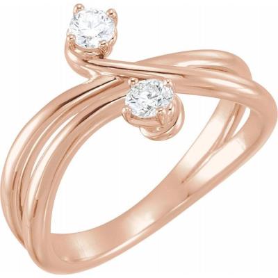 Ladies 14K Rose 1/4 CTW Diamond Two-Stone Ring  