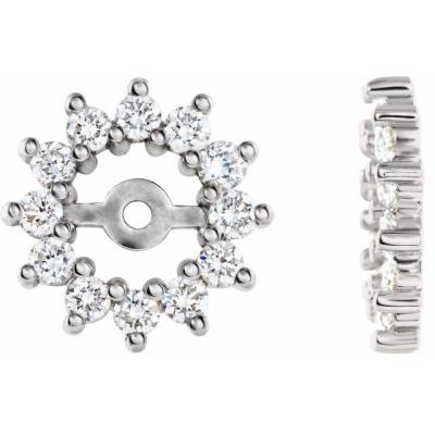 14K White 1/2 CTW Diamond Earring Jackets with 4.2mm ID 