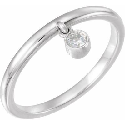 Ladies 14K White 1/10 CT Diamond Fringe Ring  