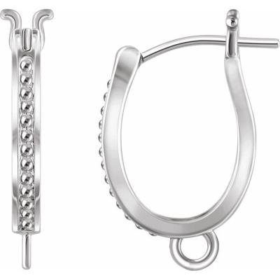 14K White Beaded Lever Back Earring Top 