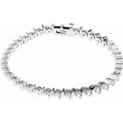 14K White 1 1/2 CTW Diamond Line 7.25" Bracelet