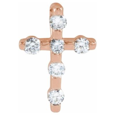 14K Rose 1/10 CTW Diamond Cross Pendant  