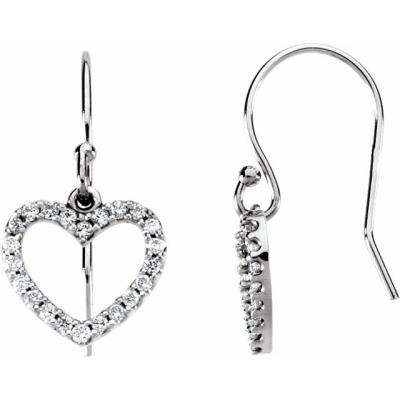14K White 1/5 CTW Diamond Heart Earrings