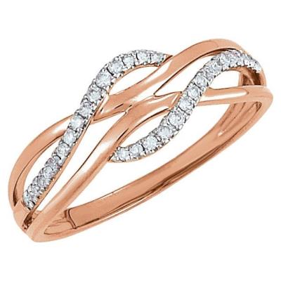 14K Rose with White Rhodium Plating 1/8 CTW Diamond Ring 