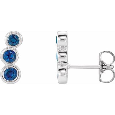 Sterling Silver Chatham® Created Blue Sapphire Ear Climbers  