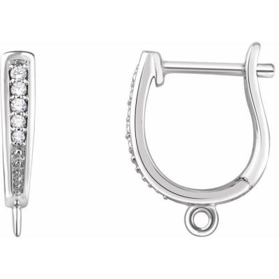 14K White .03 CTW Diamond Lever Back Earring Top