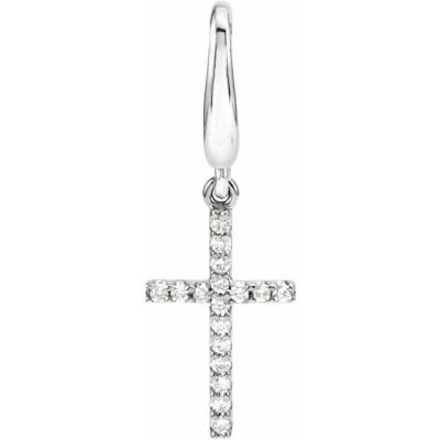 Ladies 14K White .08 CTW Diamond Petite Cross Charm