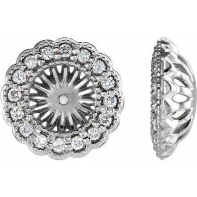 14K White 1/4 CTW Diamond Earring Jackets with 6 mm ID