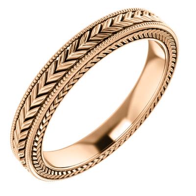 Ladies 14K Rose 3 mm Wheat Pattern Band Size 5