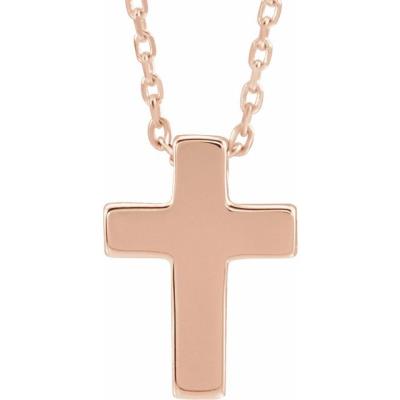 14K Rose Petite Cross 16-18" Necklace