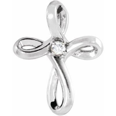 14K White .02 CTW Diamond Cross Pendant 