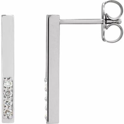 14K White .07 CTW Diamond Geometric Dangle Earrings  