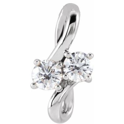 14K White 1/5 CTW Diamond Two-Stone Bypass Pendant    