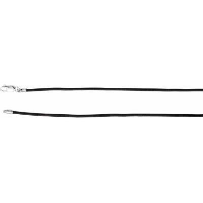 14K White 1.5 mm Black Leather 18" Cord