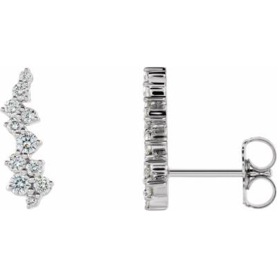 14K White 3/8 CTW Diamond Ear Climbers 