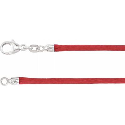 Red 2.25 mm Silk 16" Cord with Sterling Silver Lobster Clasp