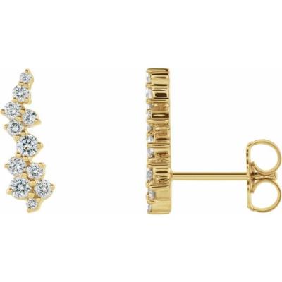 14K Yellow Gold 3/8 CTW Diamond Ear Climbers 