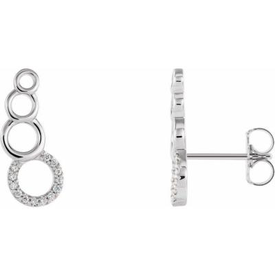 14K White .06 CTW Diamond Geometric Ear Climbers  