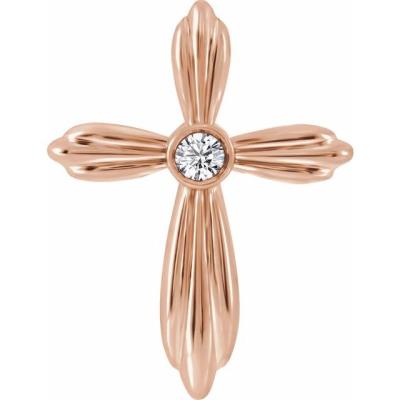 14K Rose .06 CTW Diamond Cross Pendant         