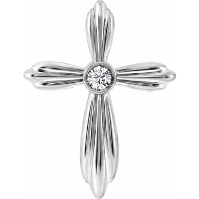 14K White .06 CTW Diamond Cross Pendant         