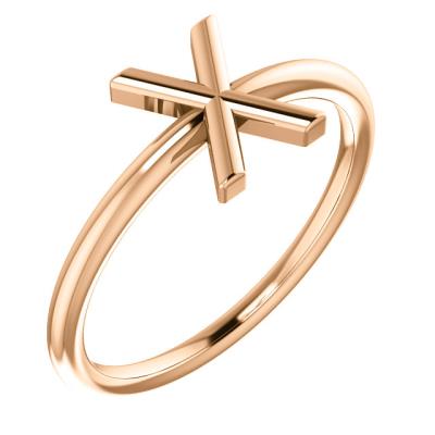 Ladies 14K Rose Initial X Ring