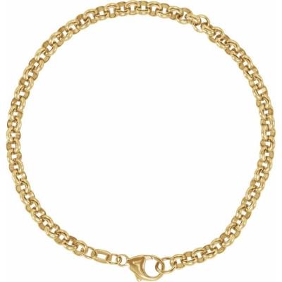 Ladies 14K Yellow Gold Solid Rolo 7" Bracelet