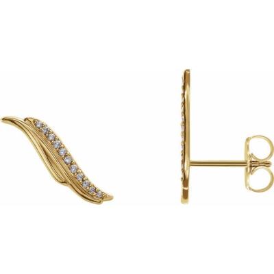 14K Yellow Gold .06 CTW Diamond Ear Climbers 