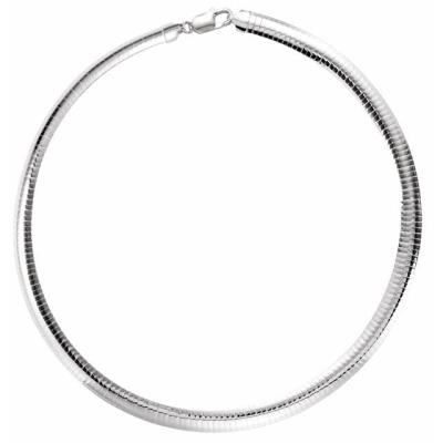 Sterling Silver 7.25 mm Domed Omega 18" Chain