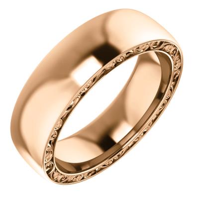 Ladies 14K White 6 mm Sculptural Half Round Band Size 8