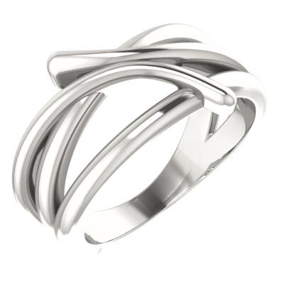 Ladies 14K White Bypass Freeform Ring  
