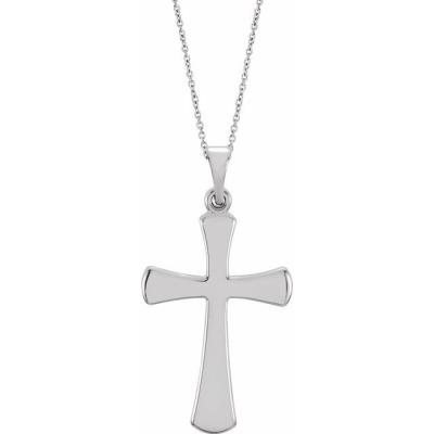 14K White 21x14 mm Cross 18" Necklace